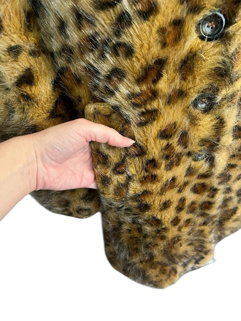 Vintage 90 Y2K Betsey Johnson New York Faux Fur Leopard Print Duster Coat Jacket - Picture 5 of 10